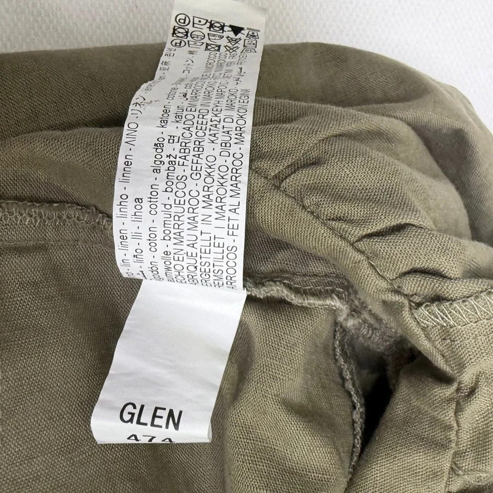 Zara Womens Olive Green Linen Blend Utility Button Front Jumpsuit Size M